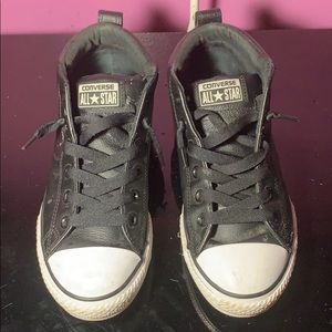 Black Leather Converse, Boys 5(women’s 7)